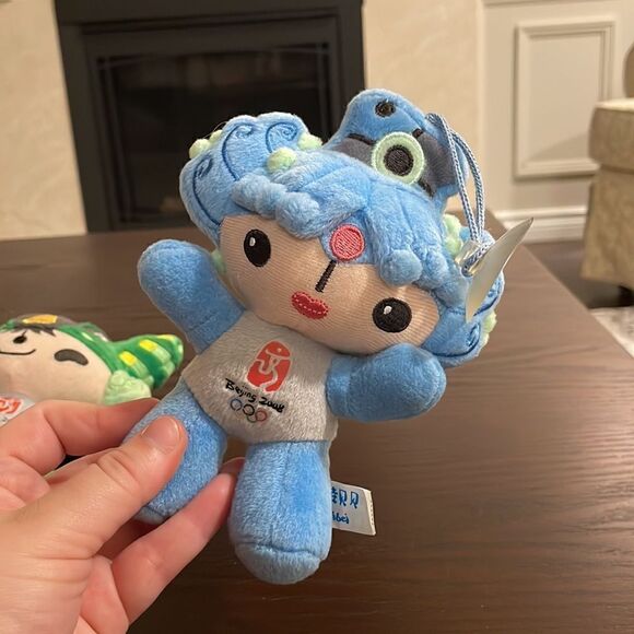 Beijing China 2008 Summer Olympics 4 Mascots Fire Fuwa Dolls Plush 7" Beibei - Picture 2 of 10